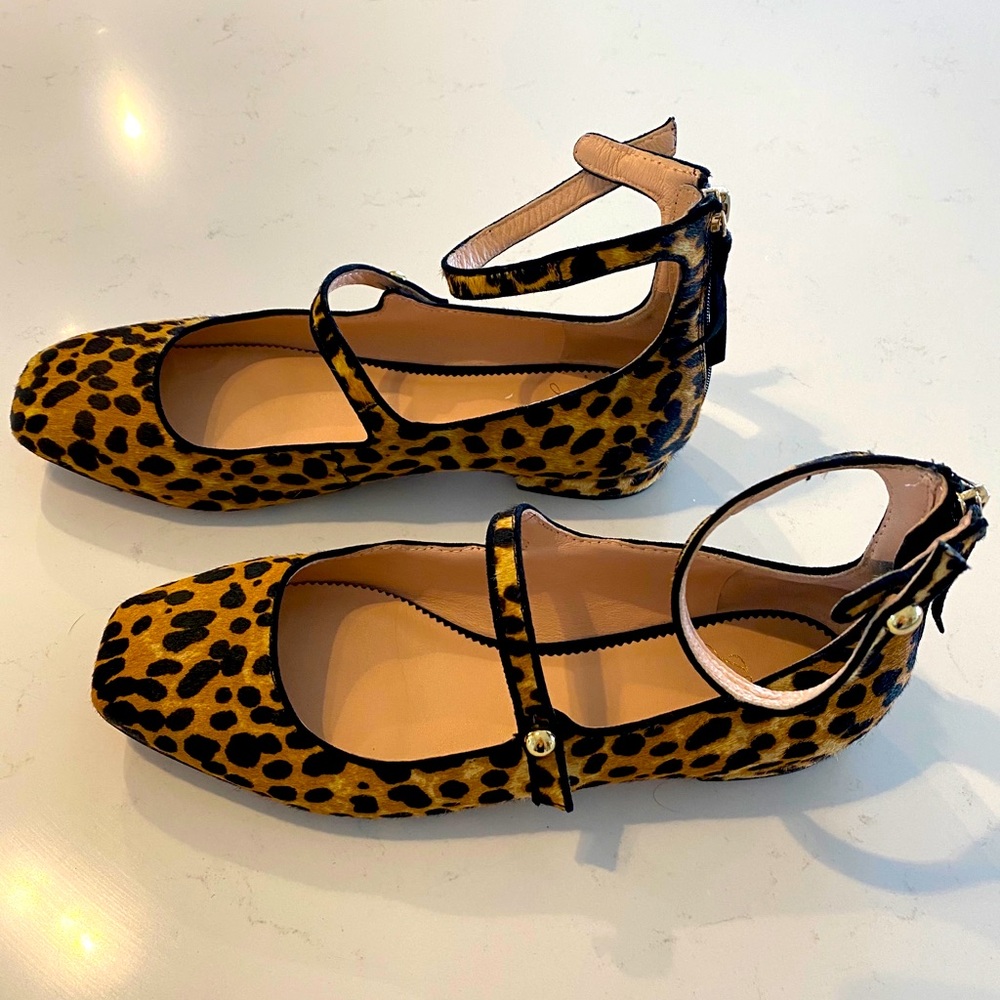 J. Crew Animal Print Poppy Two Strap Ballet Flat